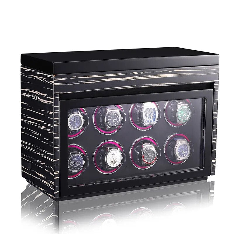 Time Spinners - Tora - Premium 8+8 Slot Watch Winder - the ultimate watch winder to keep your timepieces in pristine condition. Crafted with precision and elegance, this premium 8+8 slot watch winder is a must-have for watch enthusiasts.