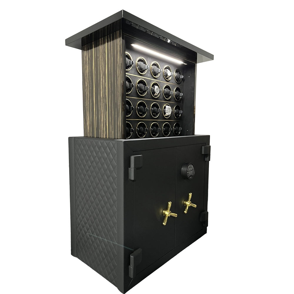 Imperium scalable luxury watch winder and security safe designed to store and protect automatic watches.