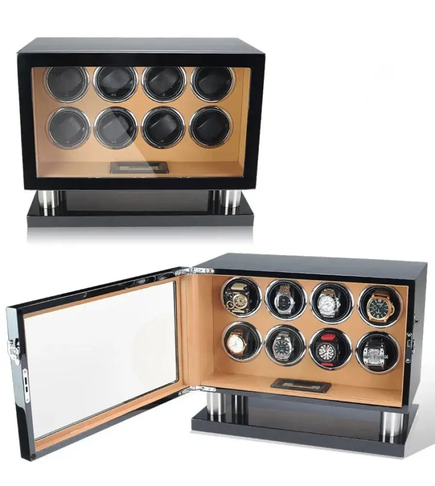Exquisite 8-Slot Automatic Watch Winder for Collectors, Featuring LED Display and Remote Control