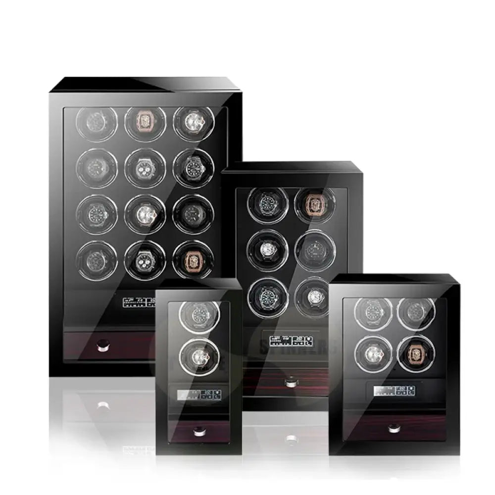 Evoque automatic watch winder with remote control, secure fingerprint lock, and extra storage