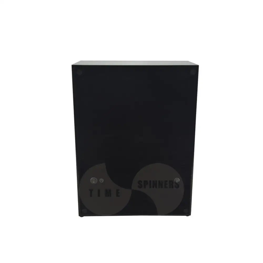 Helix Watch Winder backside. View of the back. High-gloss piano black finish with LED display and ultra-quiet Mabuchi motor for automatic watches