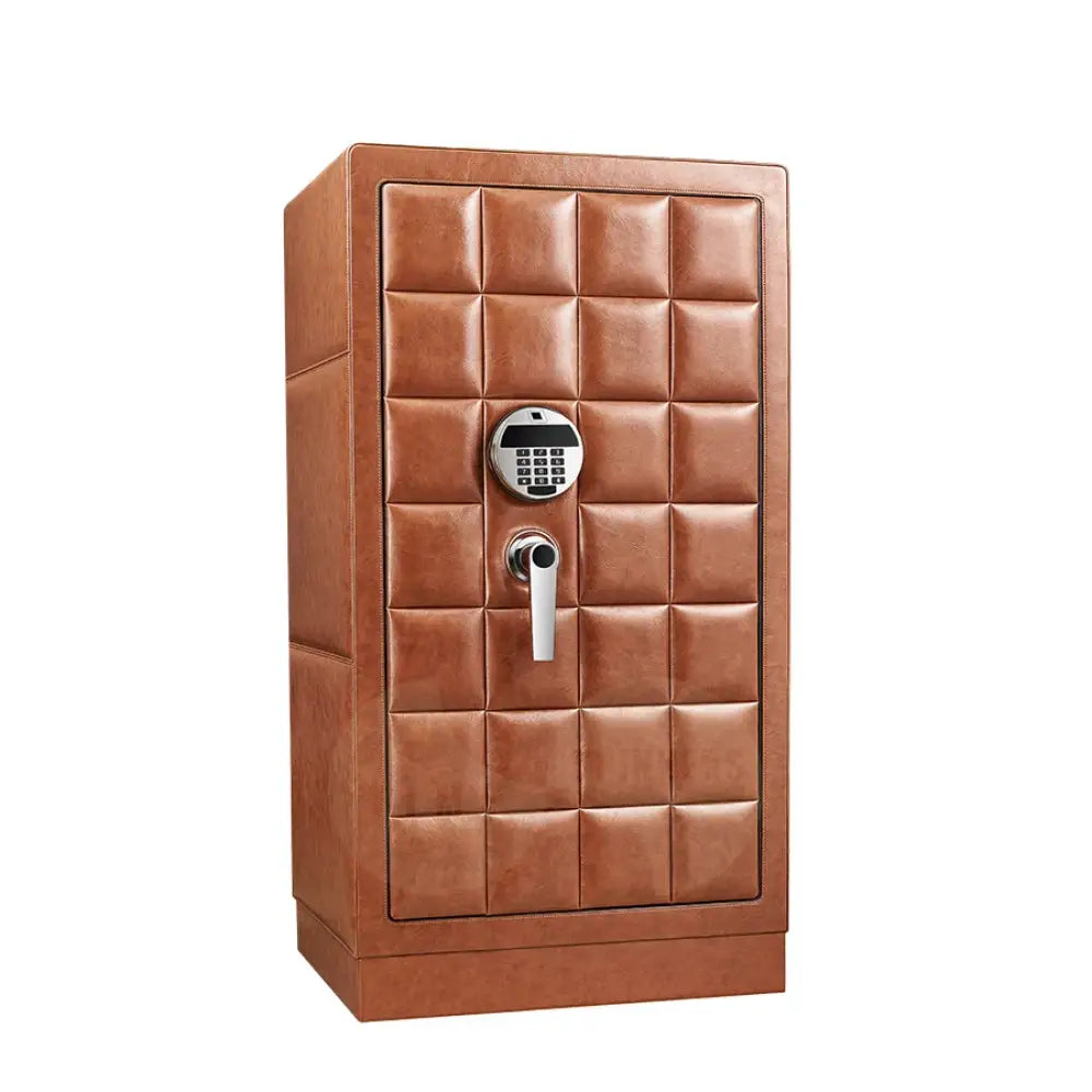 Time Spinners Heritage Watch Winder Safe – luxury steel storage with leather finish, fingerprint access, silent rotors, and secure space for automatic watches. 9 slots. Front view