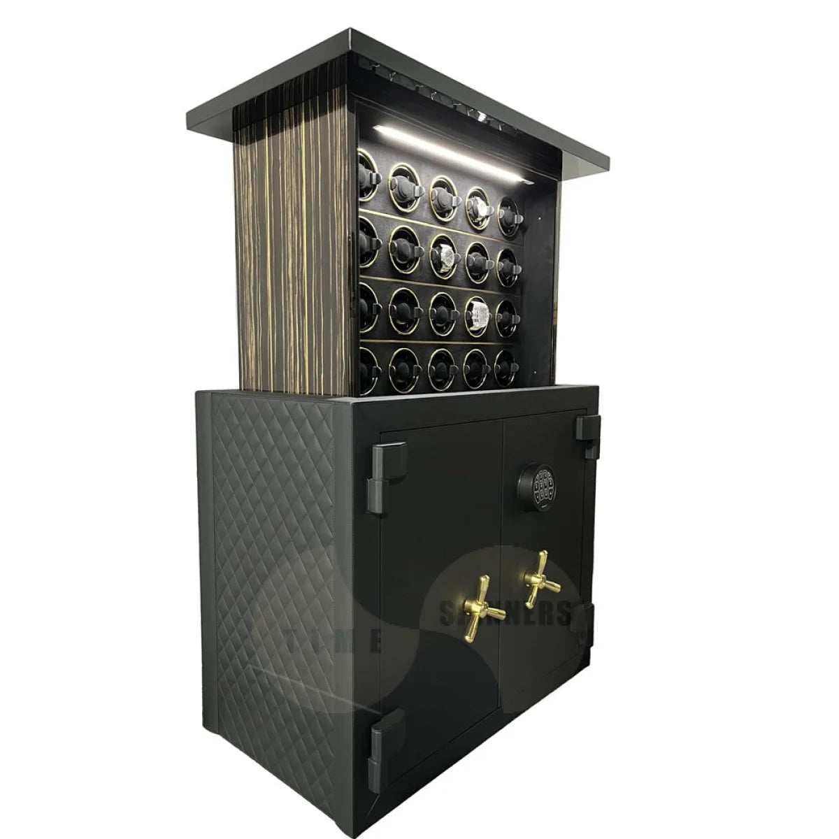 Imperium scalable luxury watch winder and security safe designed to store and protect automatic watches.