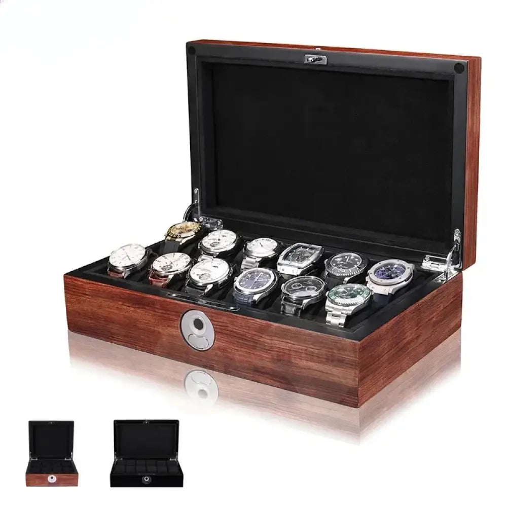 Legacy Case Fingerprint Watch Box with 8/12 Slots, Luxury Storage Solution for Quartz Watches, Secure and Elegant Design with Baked Paint Finish and Plush Interior Lining
