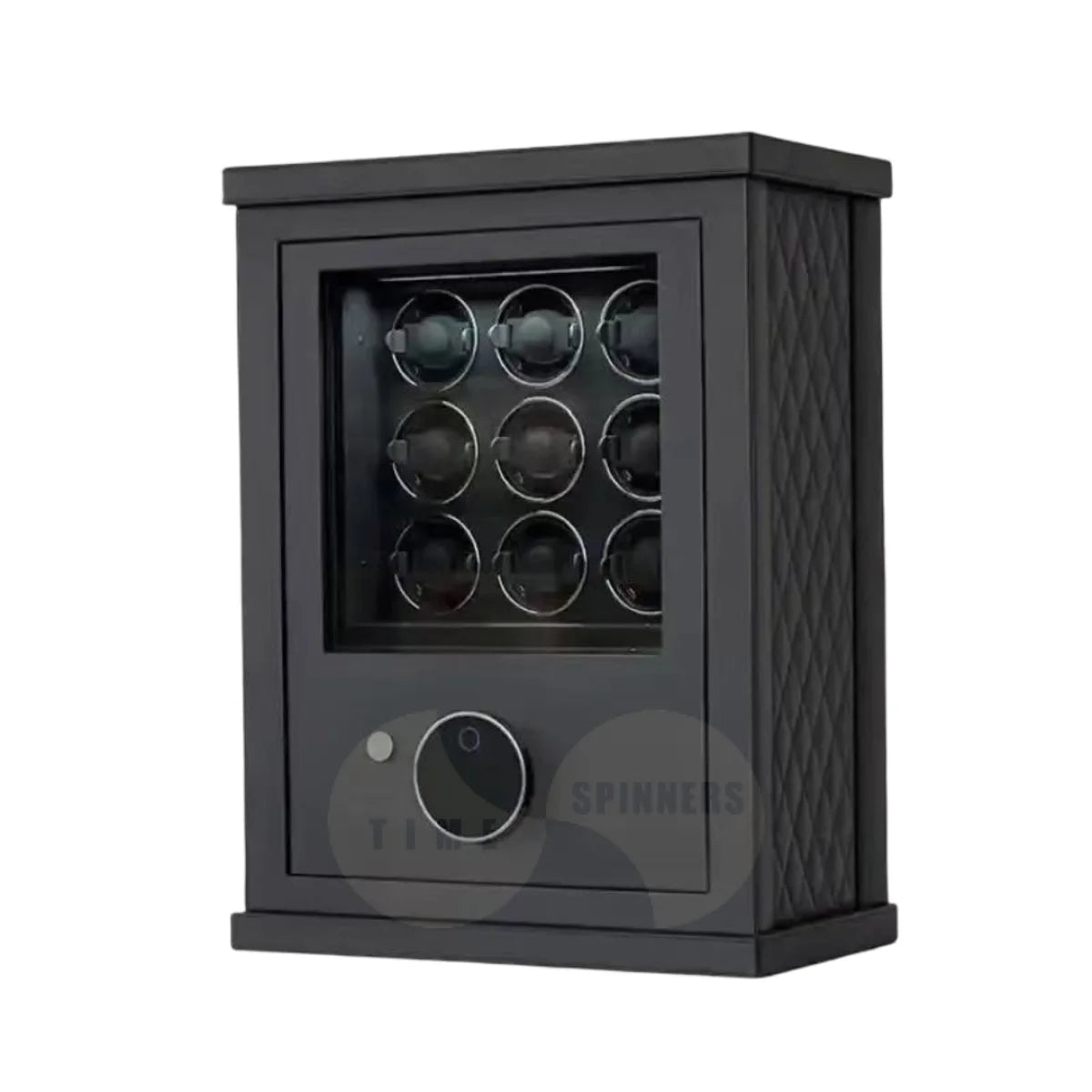 Obsidian Watch Winder – luxury automatic watch winder with fingerprint lock, ultra-quiet motor, and modern leather design for collectors