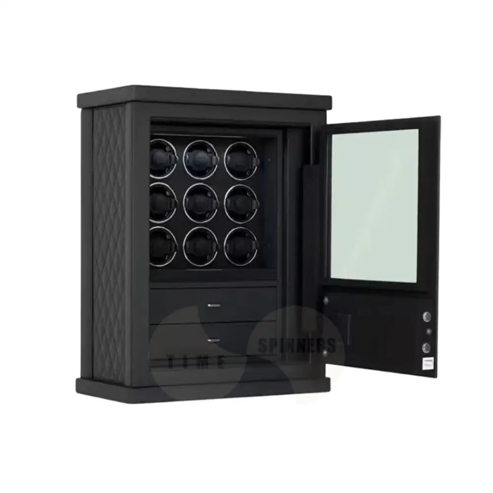 Obsidian Watch Winder – luxury automatic watch winder with fingerprint lock, ultra-quiet motor, and modern leather design for collectors