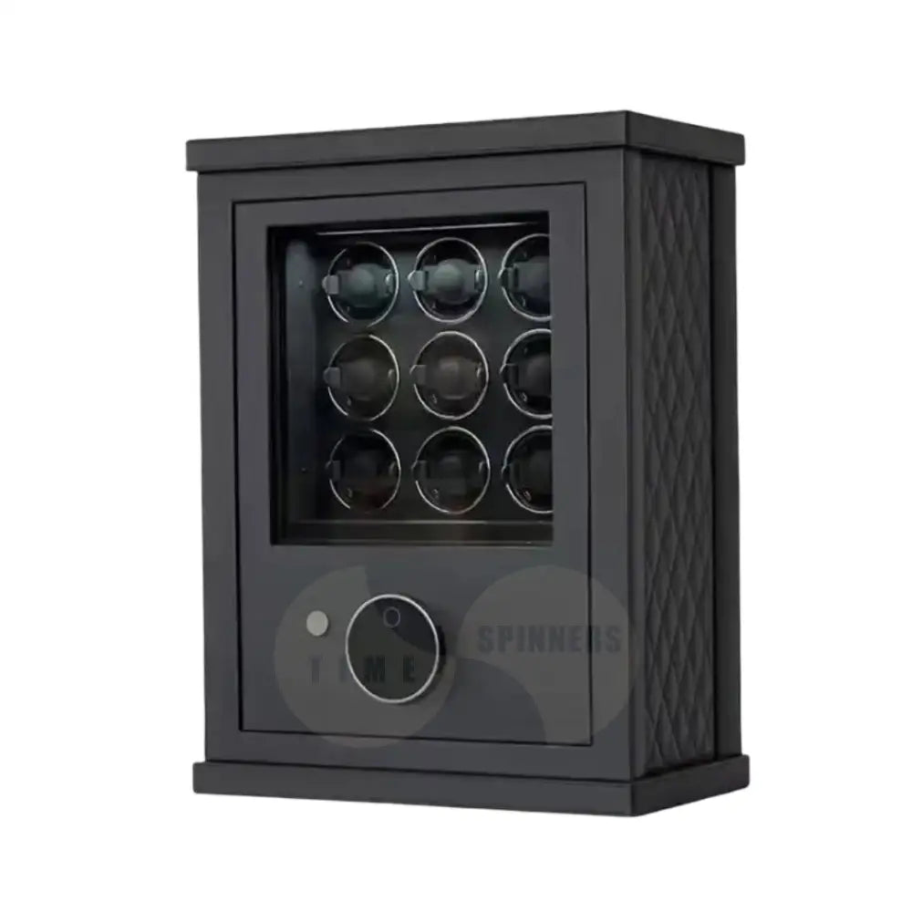 Obsidian Watch Winder – luxury automatic watch winder with fingerprint lock, ultra-quiet motor, and modern leather design for collectors