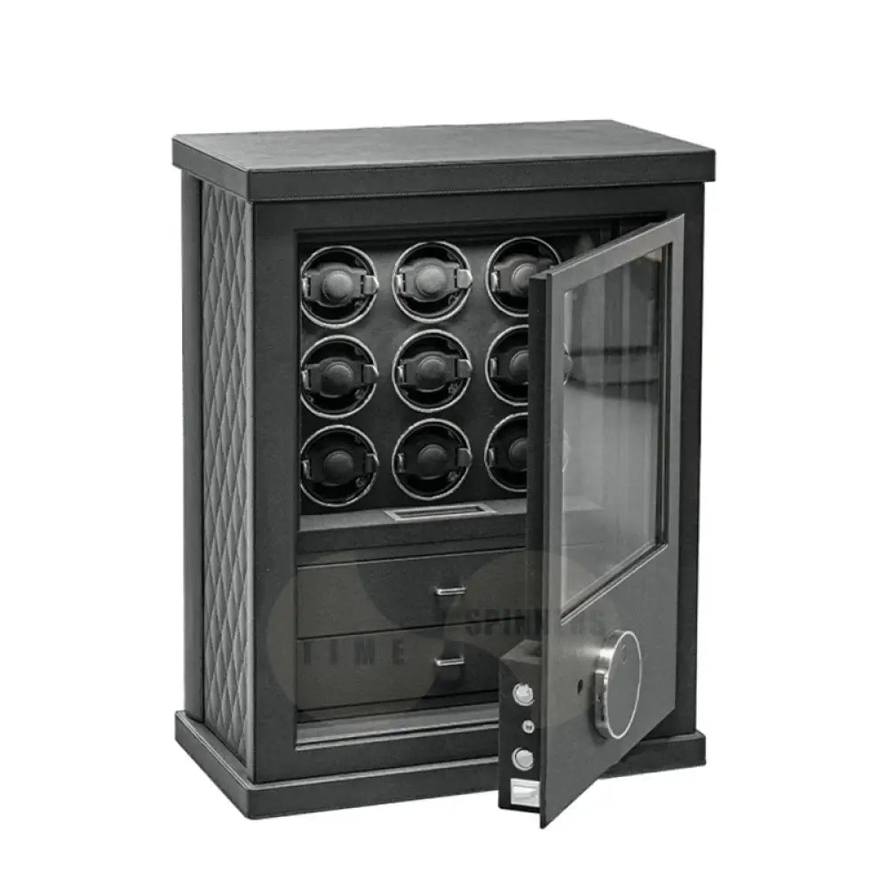 Obsidian Watch Winder – luxury automatic watch winder with fingerprint lock, ultra-quiet motor, and modern leather design for collectors