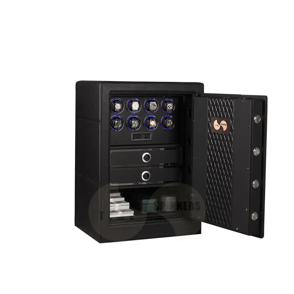 Titan Leather Edition by Time Spinners - Luxury Watch Winder Safe with Premium Leather Finish, Advanced Security, and Customizable Storage