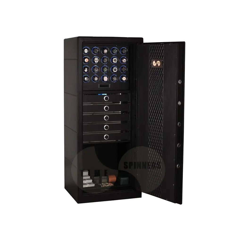 Titan Leather Edition by Time Spinners - Luxury Watch Winder Safe with Premium Leather Finish, Advanced Security, and Customizable Storage