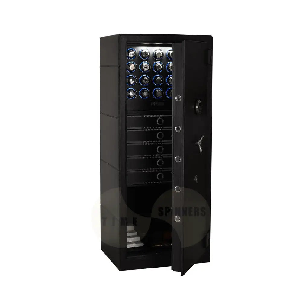 Titan Leather Edition by Time Spinners - Luxury Watch Winder Safe with Premium Leather Finish, Advanced Security, and Customizable Storage