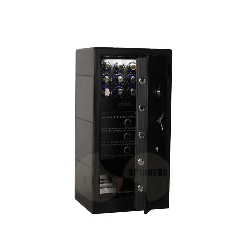 Titan Leather Edition by Time Spinners - Luxury Watch Winder Safe with Premium Leather Finish, Advanced Security, and Customizable Storage