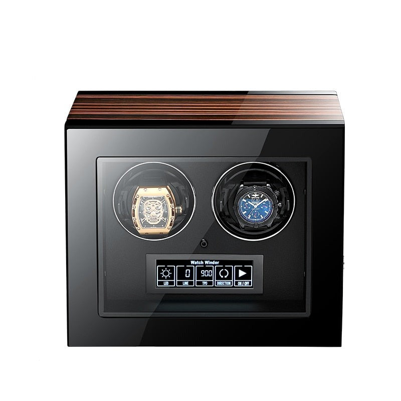 Time Spinners - Opulent - Remote Controlled Luxury Watch Winder. High-end watch winder that combines the finest quality materials, modern technology and craftsmanship. Energy efficient, Smart technology, independent Japanese Mabuchi rotors, Precision ultra-quiet motor, Overwinding protection, Automatic sleep mode