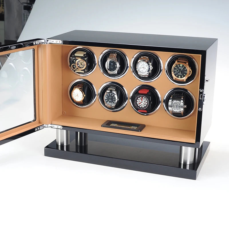 Exquisite 8-Slot Automatic Watch Winder for Collectors, Featuring LED Display and Remote Control