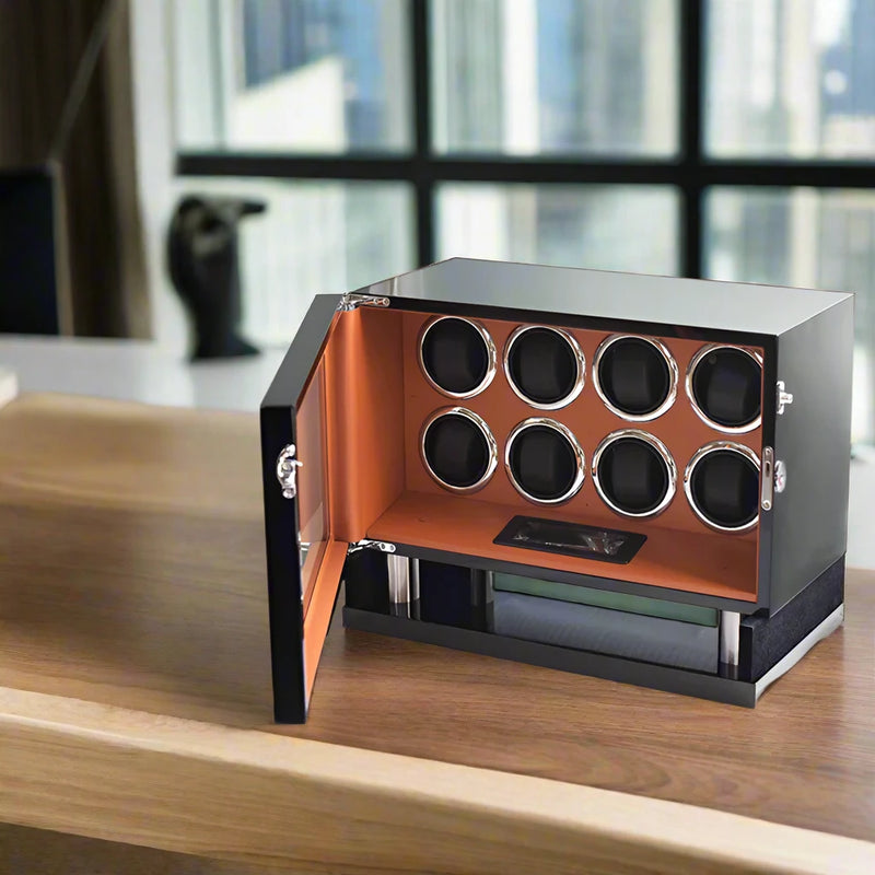 Luxury 8-Slot Watch Winder with Smart Control and Quiet Operation by Time Spinners