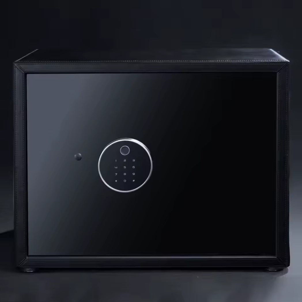 Time Spinners Prestige Secure Watch Winder Safe Box with microfiber leather exterior, silent operation below 10dB, anti-magnetization technology, and Japanese Mabuchi rotors. Features intelligent touchscreen panel, reinforced lock bolts, LED lighting, and multiple winding modes for precision and secure watch storage.