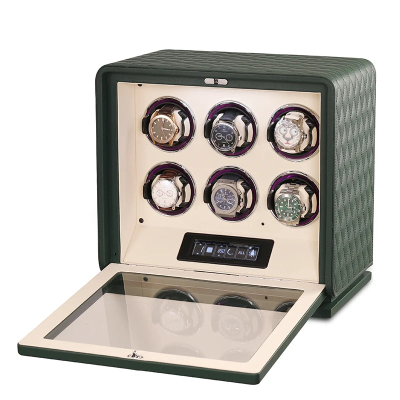 GrandTourer Luxe Watch Winder - New Premium Automatic Watch Winder 6 slots Emerald green