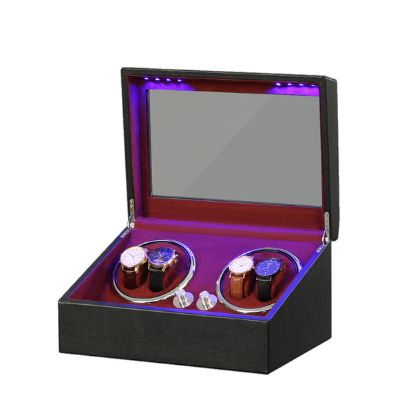 Time Spinners - ChronoSpin 4+6 Watch Winder - Watch Winding Storage Box with Led lights. Silent Motors The perfect gift for any man.
