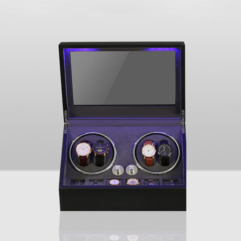 Time Spinners - ChronoSpin 4+6 Watch Winder - Watch Winding Storage Box with Led lights. Silent Motors The perfect gift for any man.