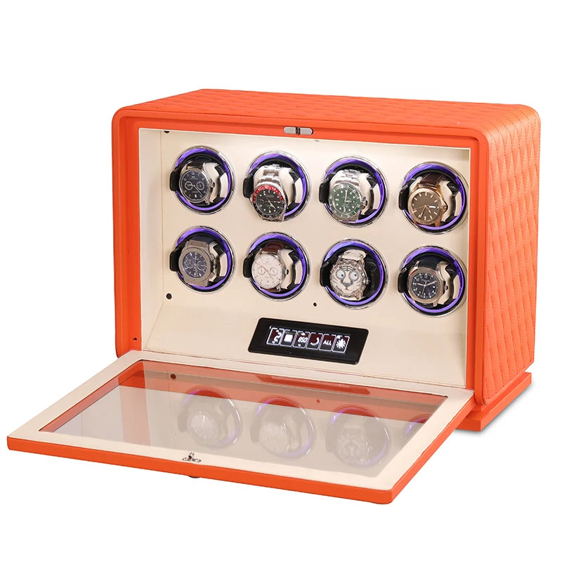 GrandTourer Luxe Watch Winder - New Premium Automatic Watch Winder 8 slots Hermes orange