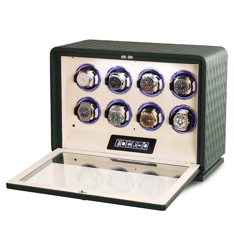 GrandTourer Luxe Watch Winder - New Premium Automatic Watch Winder 8 slots Emerald green