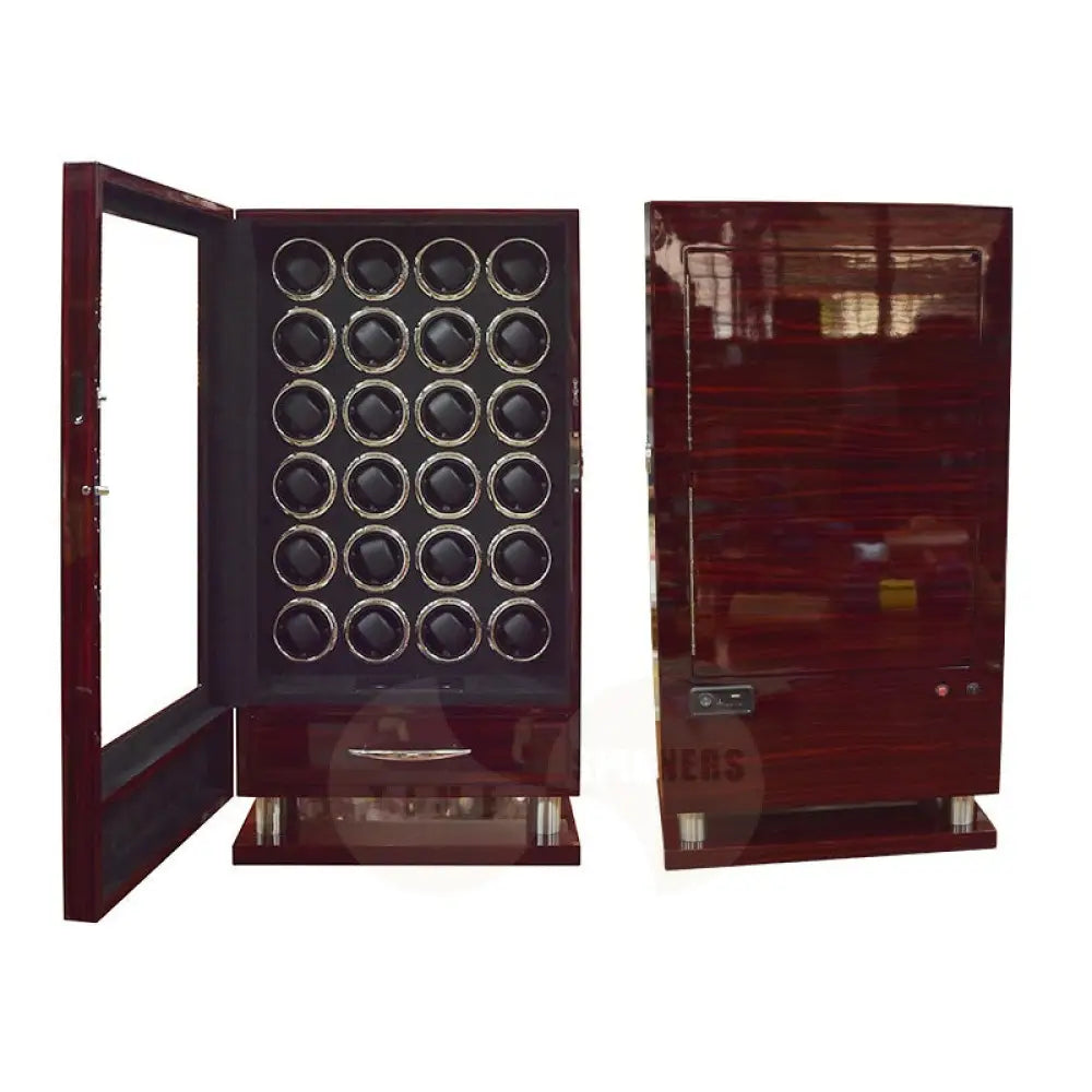 Time Spinners - Aristocrat - 24/30 slots remote controlled Luxury Watch Winder with fingerprint Lock. High-end watch winder that combines the finest quality materials, modern technology and craftsmanship. Energy efficient, Smart technology, independent Japanese Mabuchi rotors, Precision ultra-quiet motor, Overwinding protection, Automatic sleep mode