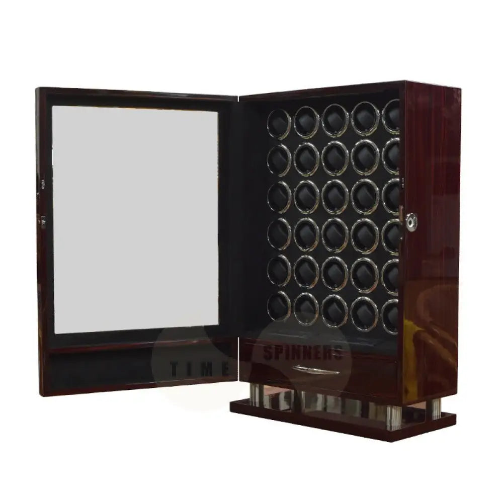 Time Spinners - Aristocrat - 24/30 slots remote controlled Luxury Watch Winder with fingerprint Lock. High-end watch winder that combines the finest quality materials, modern technology and craftsmanship. Energy efficient, Smart technology, independent Japanese Mabuchi rotors, Precision ultra-quiet motor, Overwinding protection, Automatic sleep mode