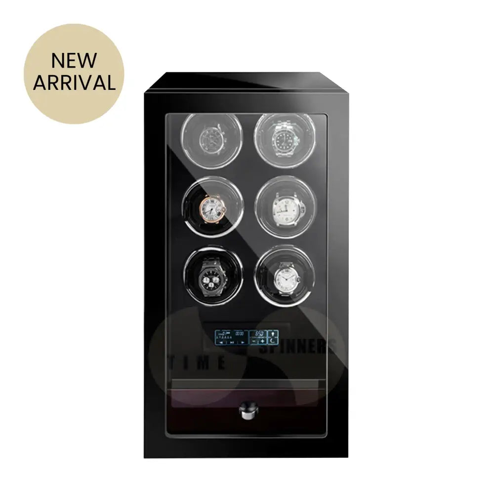 Evoque automatic watch winder with remote control, secure fingerprint lock, and extra storage