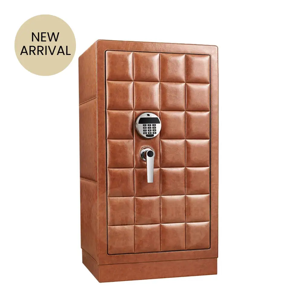 Time Spinners Heritage Watch Winder Safe – luxury steel storage with leather finish, fingerprint access, silent rotors, and secure space for automatic watches. 9 slots. Front view