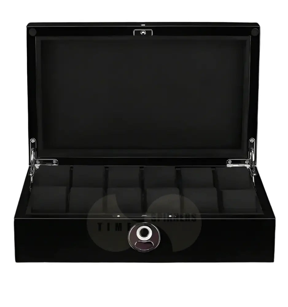 Legacy Case Fingerprint Watch Box with 8/12 Slots, Luxury Storage Solution for Quartz Watches, Secure and Elegant Design with Baked Paint Finish and Plush Interior Lining