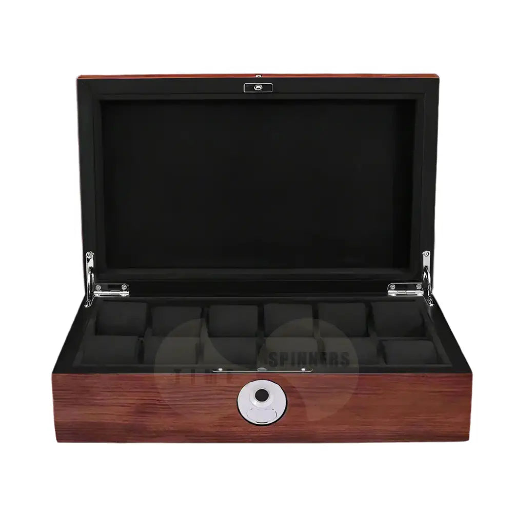 Legacy Case Fingerprint Watch Box with 8/12 Slots, Luxury Storage Solution for Quartz Watches, Secure and Elegant Design with Baked Paint Finish and Plush Interior Lining
