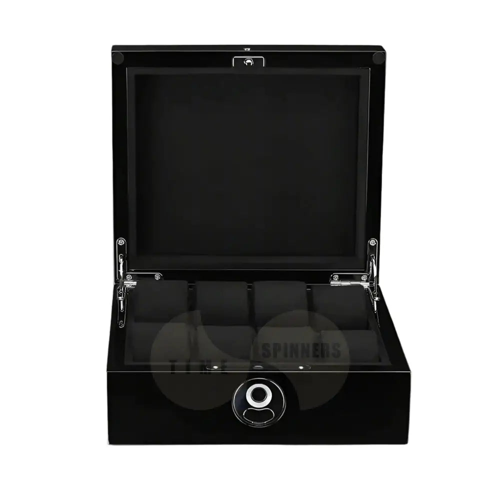 Legacy Case Fingerprint Watch Box with 8/12 Slots, Luxury Storage Solution for Quartz Watches, Secure and Elegant Design with Baked Paint Finish and Plush Interior Lining