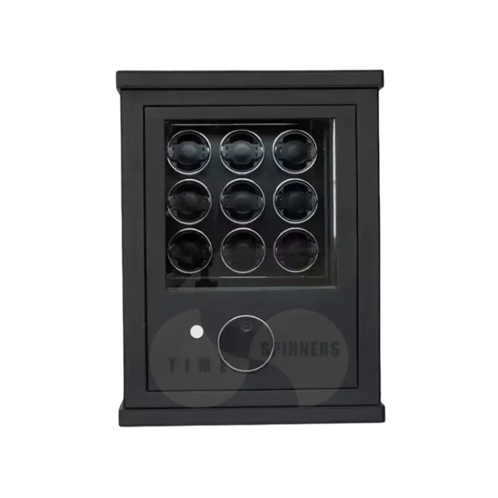 Obsidian Watch Winder – luxury automatic watch winder with fingerprint lock, ultra-quiet motor, and modern leather design for collectors
