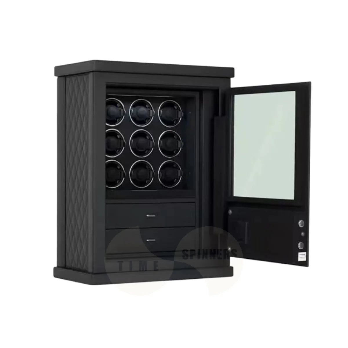 Obsidian Watch Winder – luxury automatic watch winder with fingerprint lock, ultra-quiet motor, and modern leather design for collectors