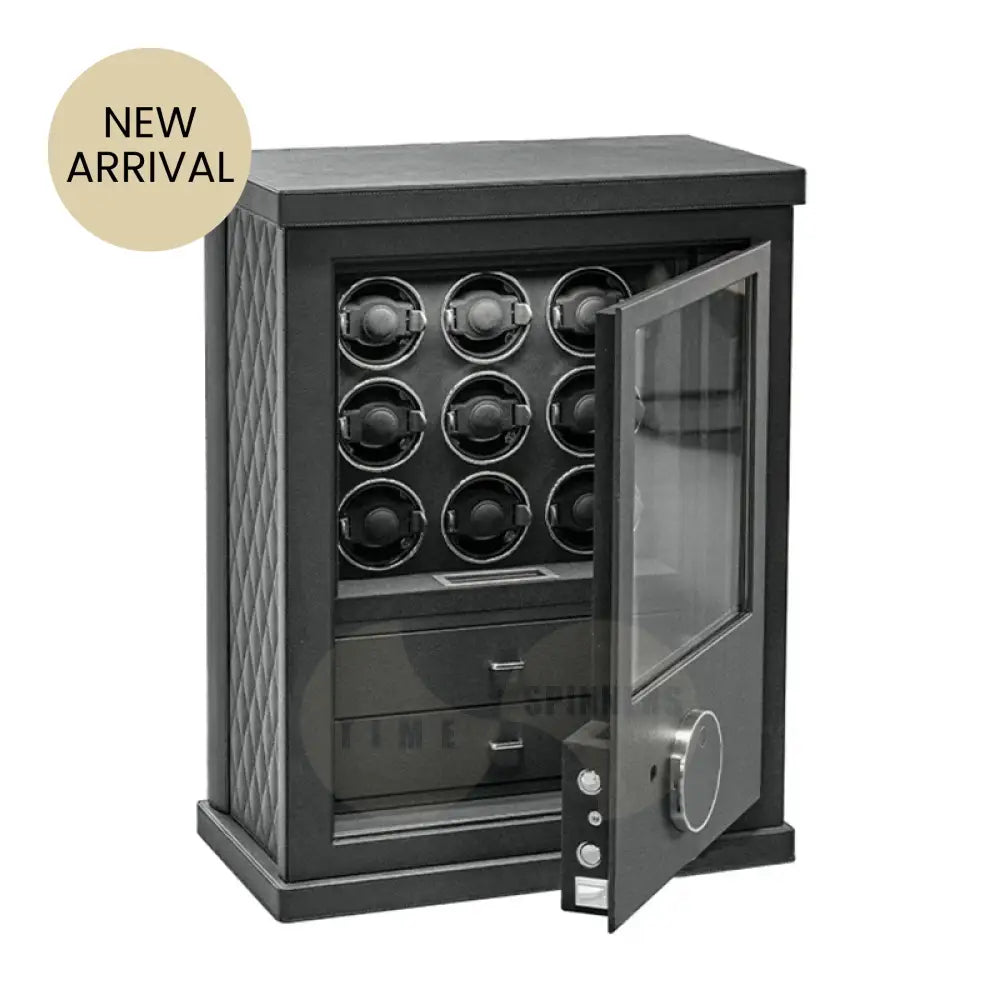 Obsidian Watch Winder – luxury automatic watch winder with fingerprint lock, ultra-quiet motor, and modern leather design for collectors