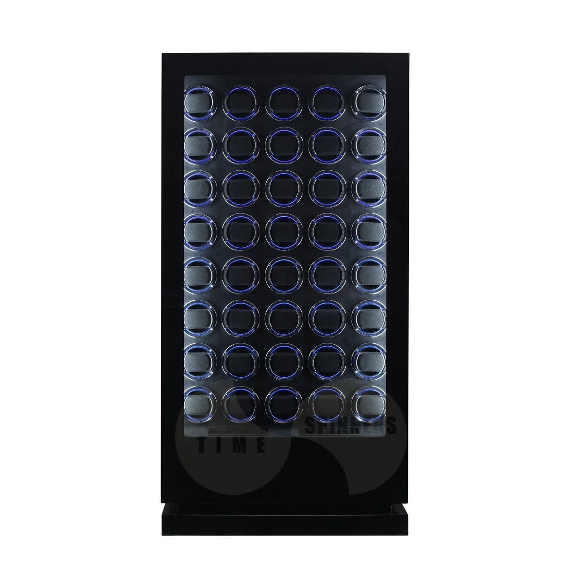 Time Spinners Sovereign 40-slot automatic watch winder cabinet, black microfiber interior and LED glow watch rings