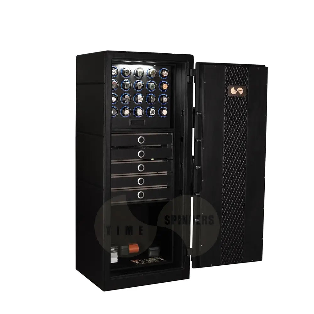 Titan Leather Edition by Time Spinners - Luxury Watch Winder Safe with Premium Leather Finish, Advanced Security, and Customizable Storage