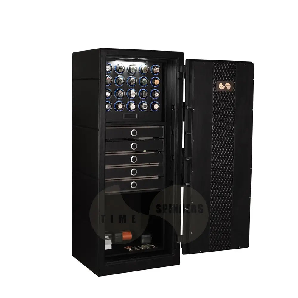 Titan Leather Edition by Time Spinners - Luxury Watch Winder Safe with Premium Leather Finish, Advanced Security, and Customizable Storage