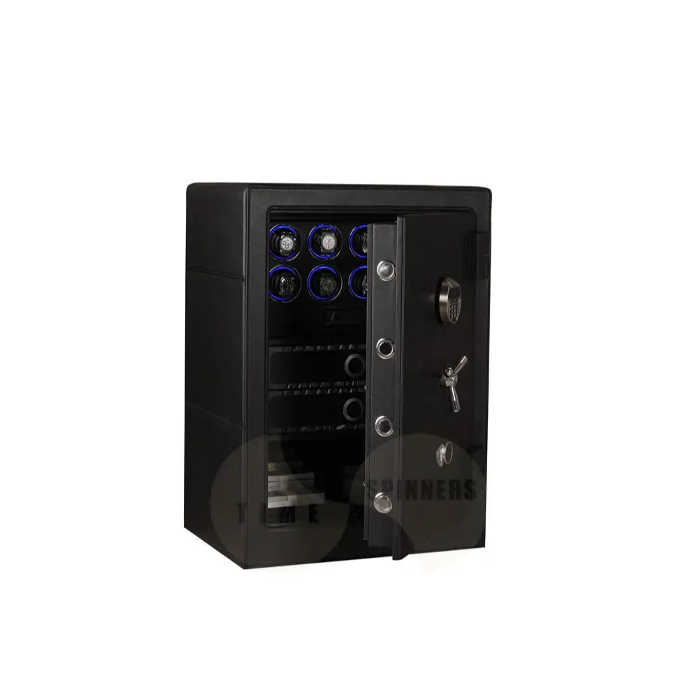 Titan Leather Edition by Time Spinners - Luxury Watch Winder Safe with Premium Leather Finish, Advanced Security, and Customizable Storage