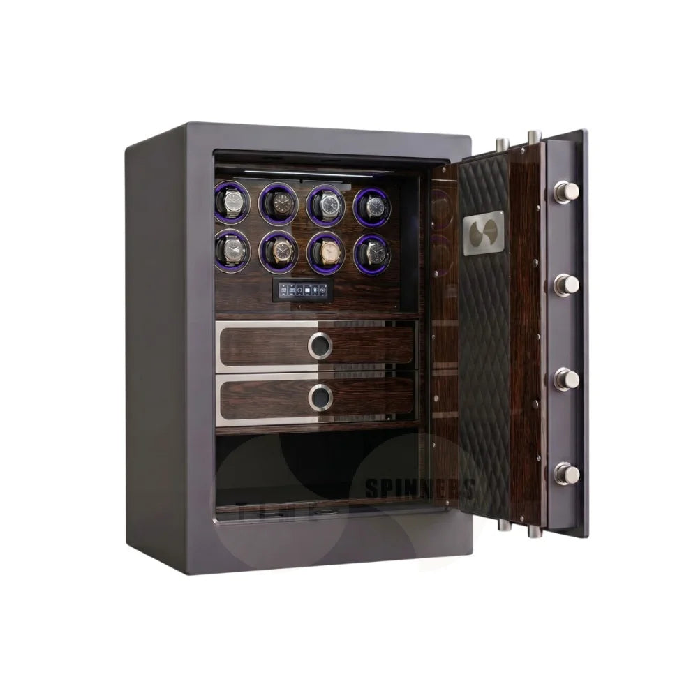 Titan Compact watch winder safe in Walnut Grain finish — bespoke compact watch winder strongbox by Time Spinners