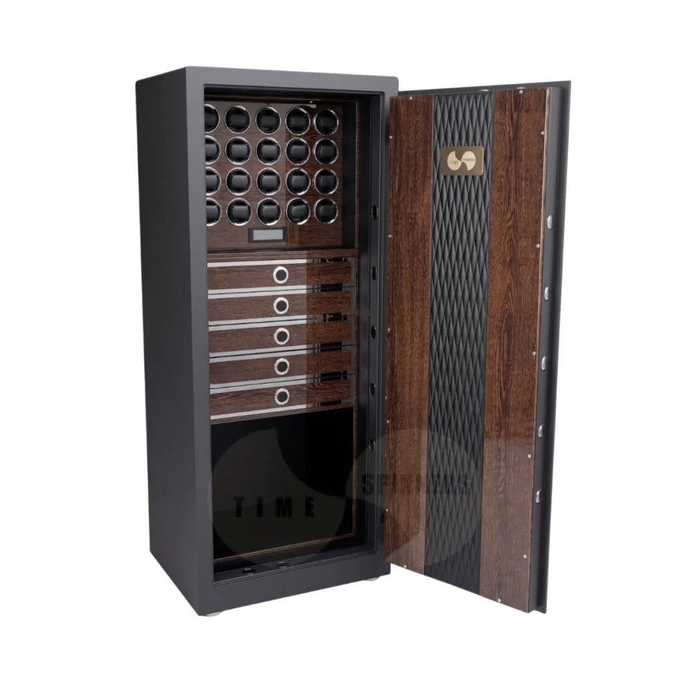 Titan Maximus watch winder safe in Walnut Grain finish — ultimate large watch winder safe for serious collectors