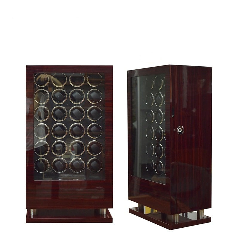Time Spinners - Aristocrat - 24/30 slots remote controlled Luxury Watch Winder with fingerprint Lock. High-end watch winder that combines the finest quality materials, modern technology and craftsmanship. Energy efficient, Smart technology, independent Japanese Mabuchi rotors, Precision ultra-quiet motor, Overwinding protection, Automatic sleep mode